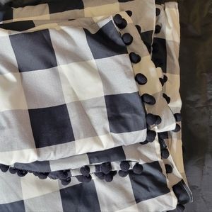 Buffalo check pom pom duvet cover 3pcs set